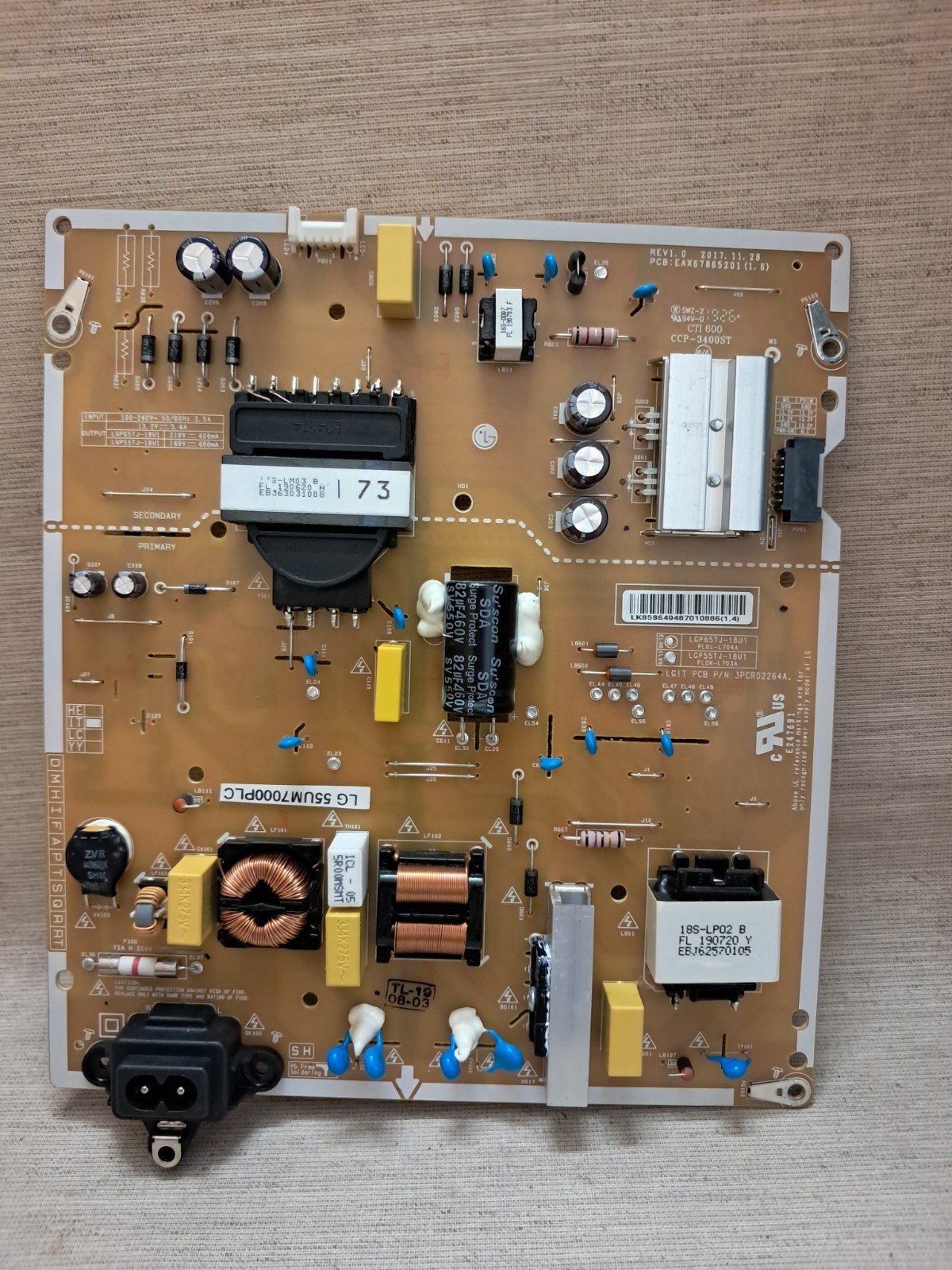 LG 55UM7000PLC POWER SUPPLY BOARD EAX67865201 (1.6)