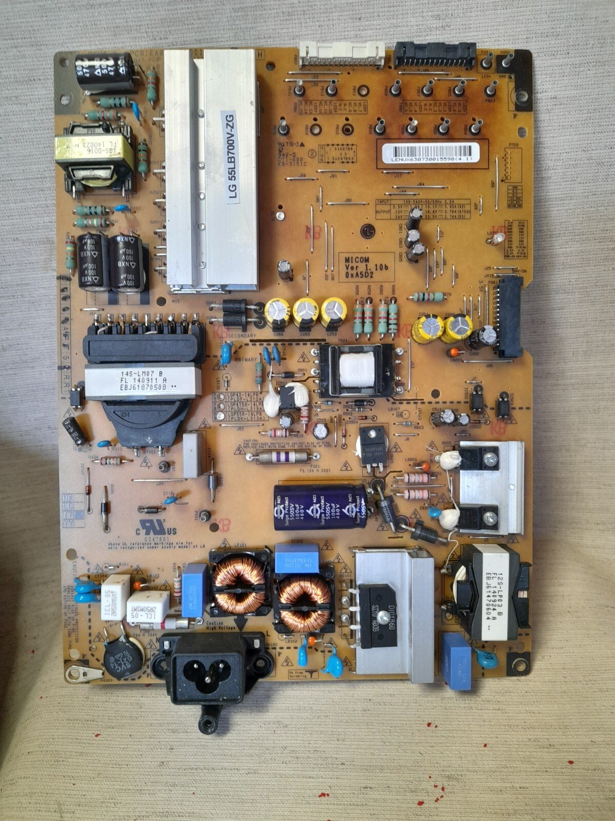 LG 55LB700V-ZG POWER SUPPLY BOARD EAX65424001(2.7)