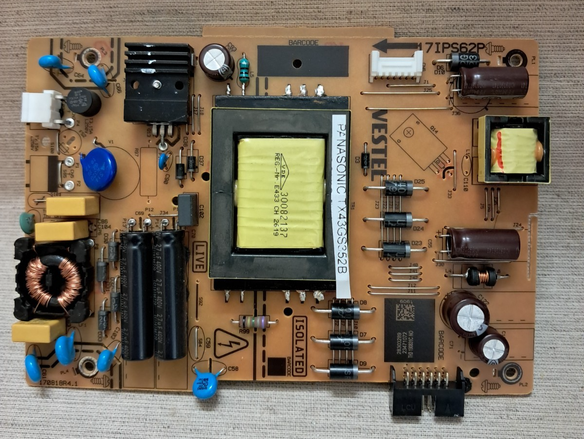 PANASONIC TX43GS352B POWER SUPPLY BOARD 17IPS62P