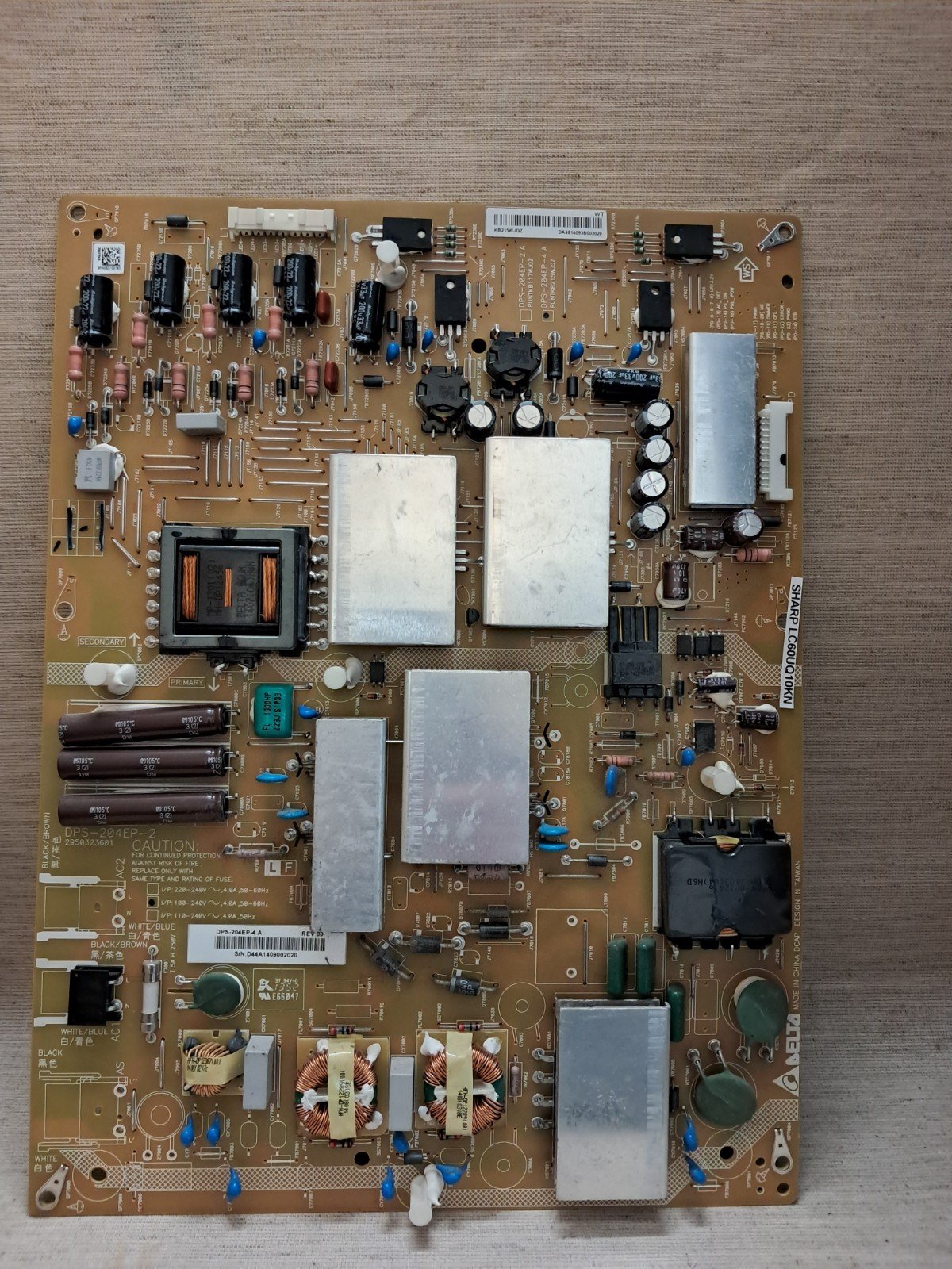 SHARP LC-60UQ10KN POWER SUPPLY BOARD DPS-204EP-2