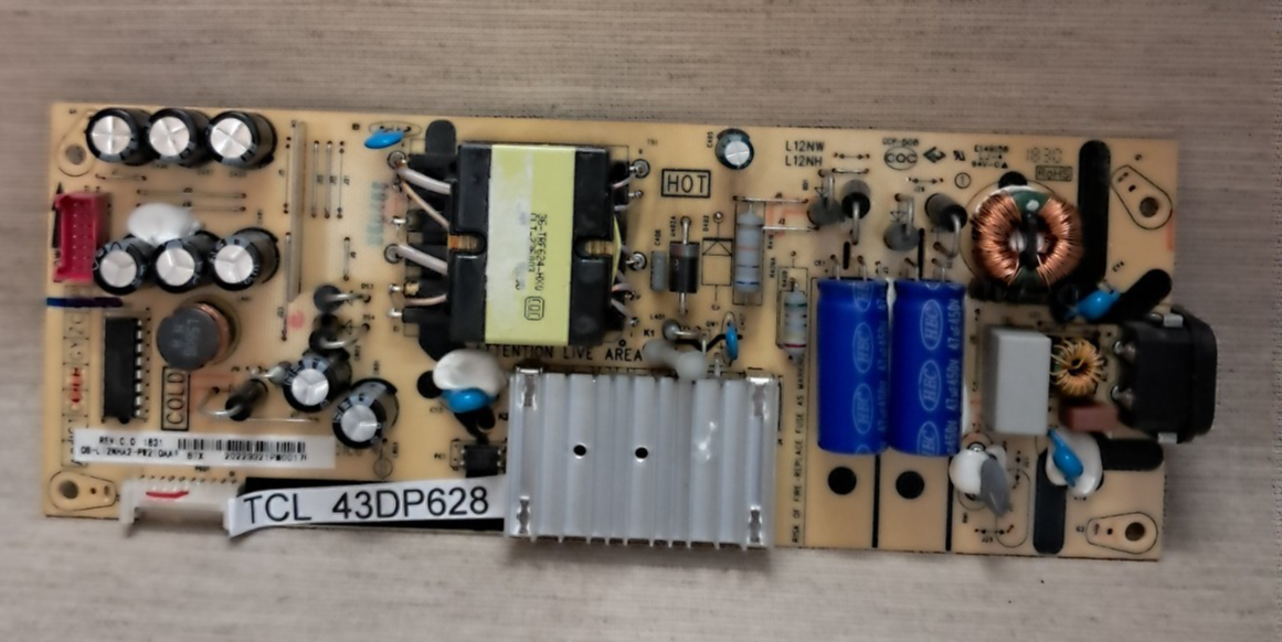 TCL 43DP628 POWER SUPPLY BOARD 08-L12NHA2-PW210AA