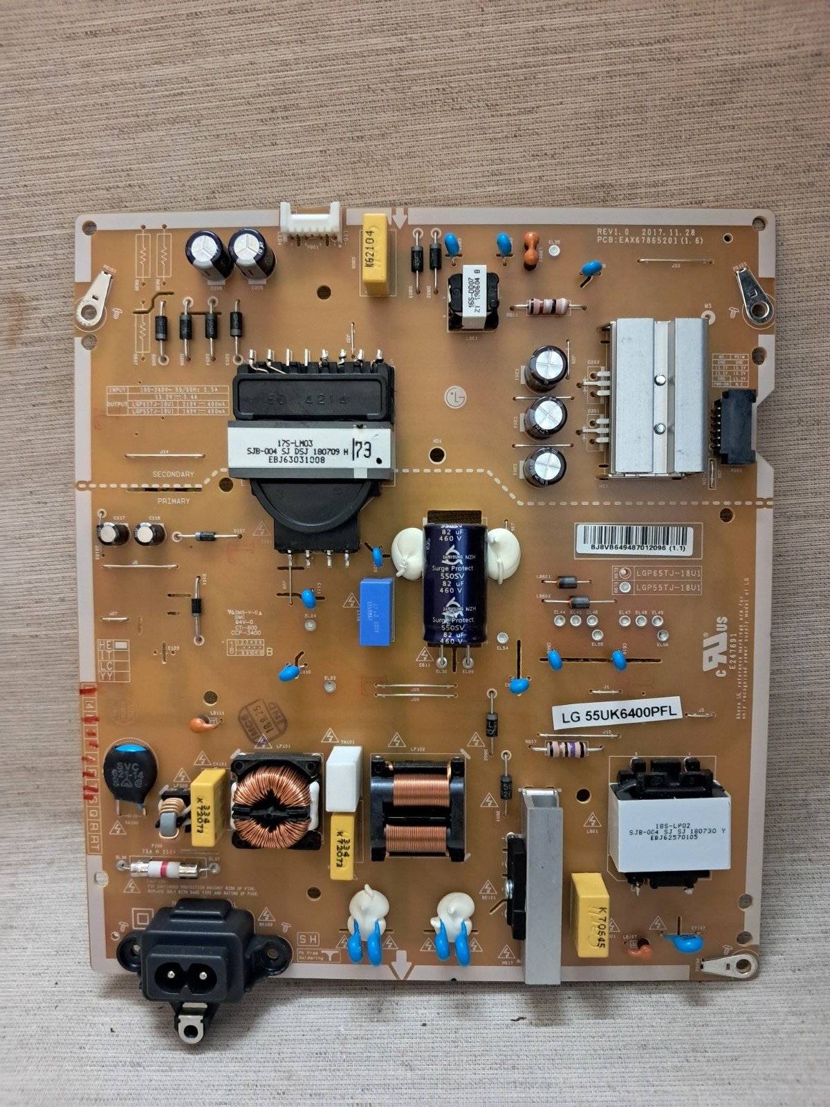 LG 55UK6400PFL POWER SUPPLY BOARD EAX67865201(1.6)