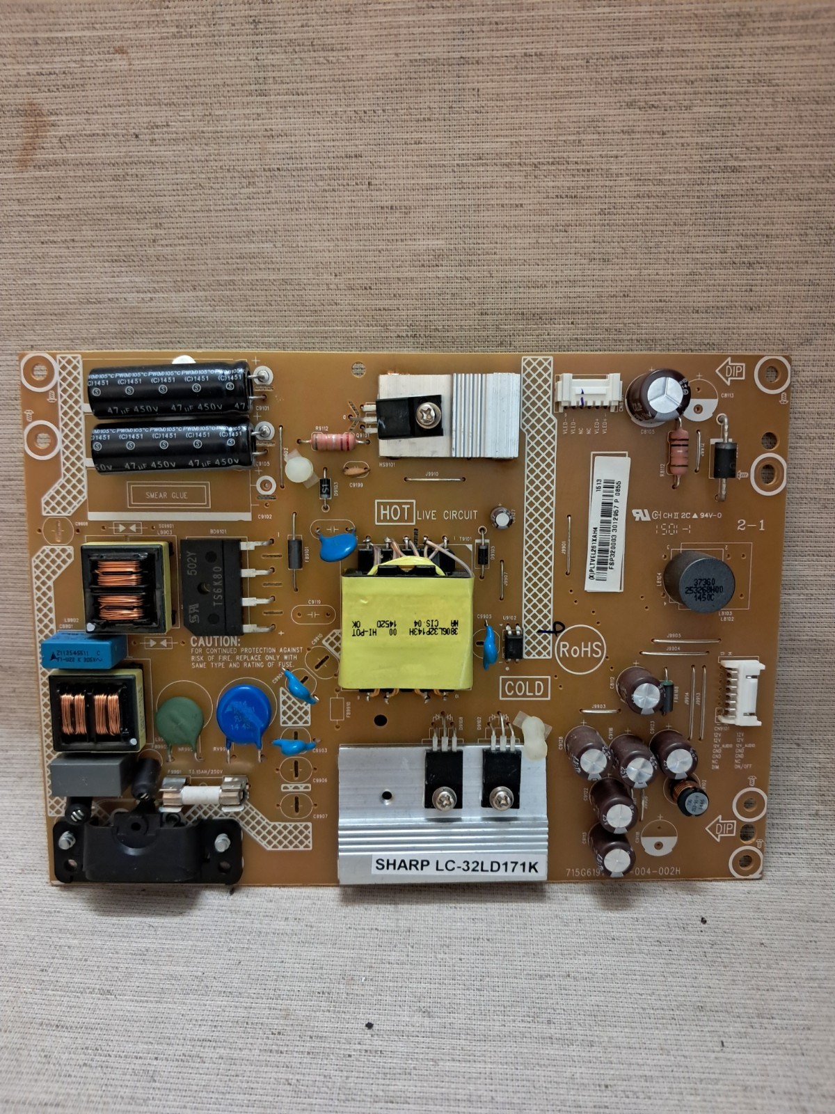 SHARP LC-32LD171K POWER SUPPLY BOARD 715G6197-P01-004-002H