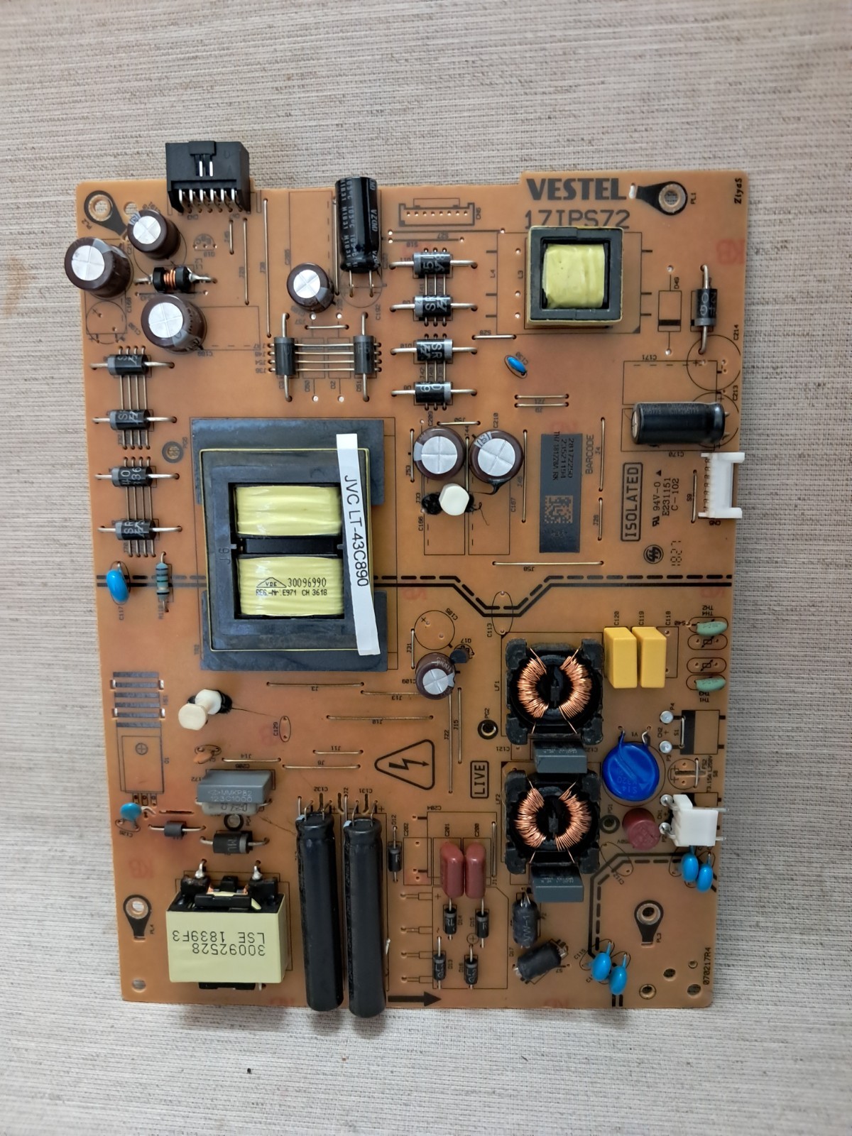 JVC LT-43C890 POWER SUPPLY BOARD 17IPS72