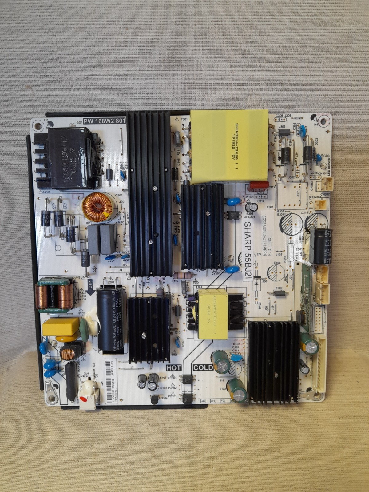 SHARP 55BJ2I POWER SUPPLY BOARD PW.168W2.801