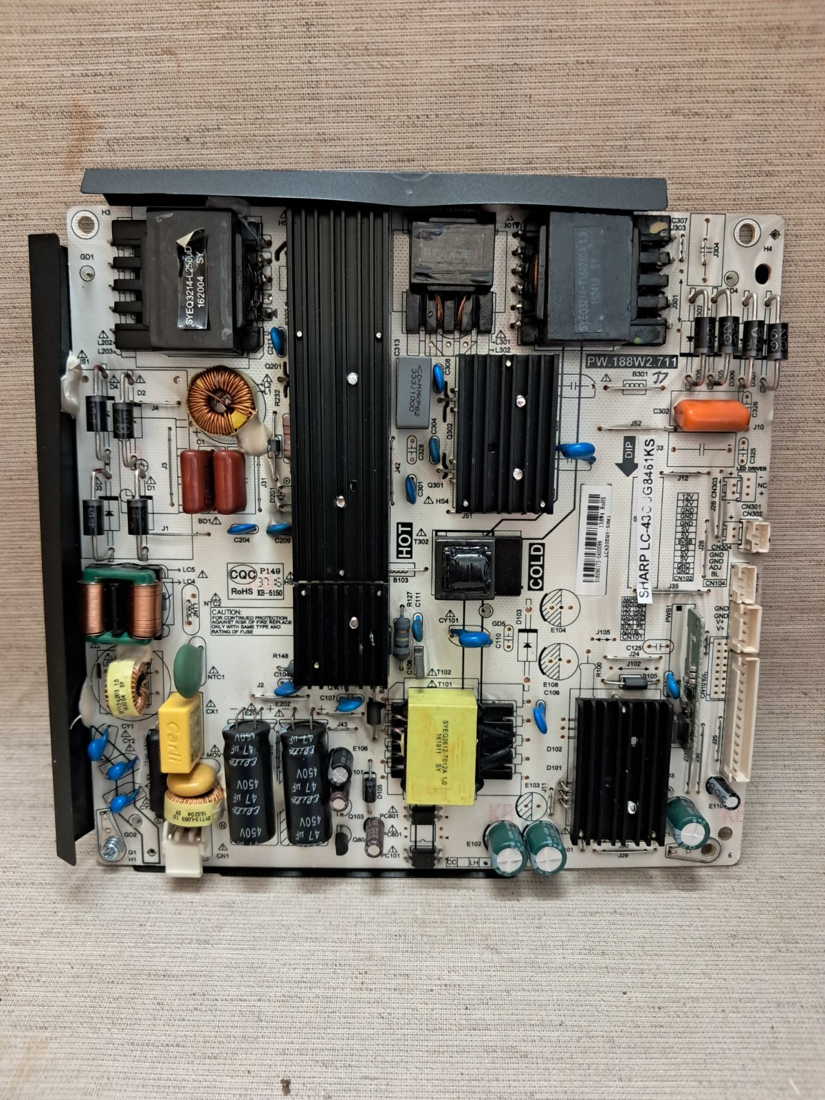SHARP LC-43CUG8461KS POWER SUPPLY BOARD PW.188W2.711