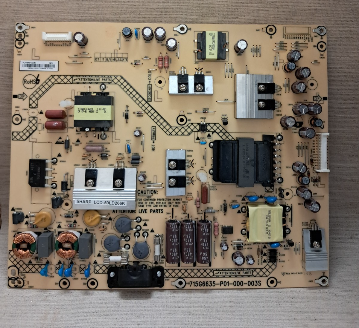 SHARP LC-50LD266K POWER SUPPLY BOARD 715G6635-P01-000-003S