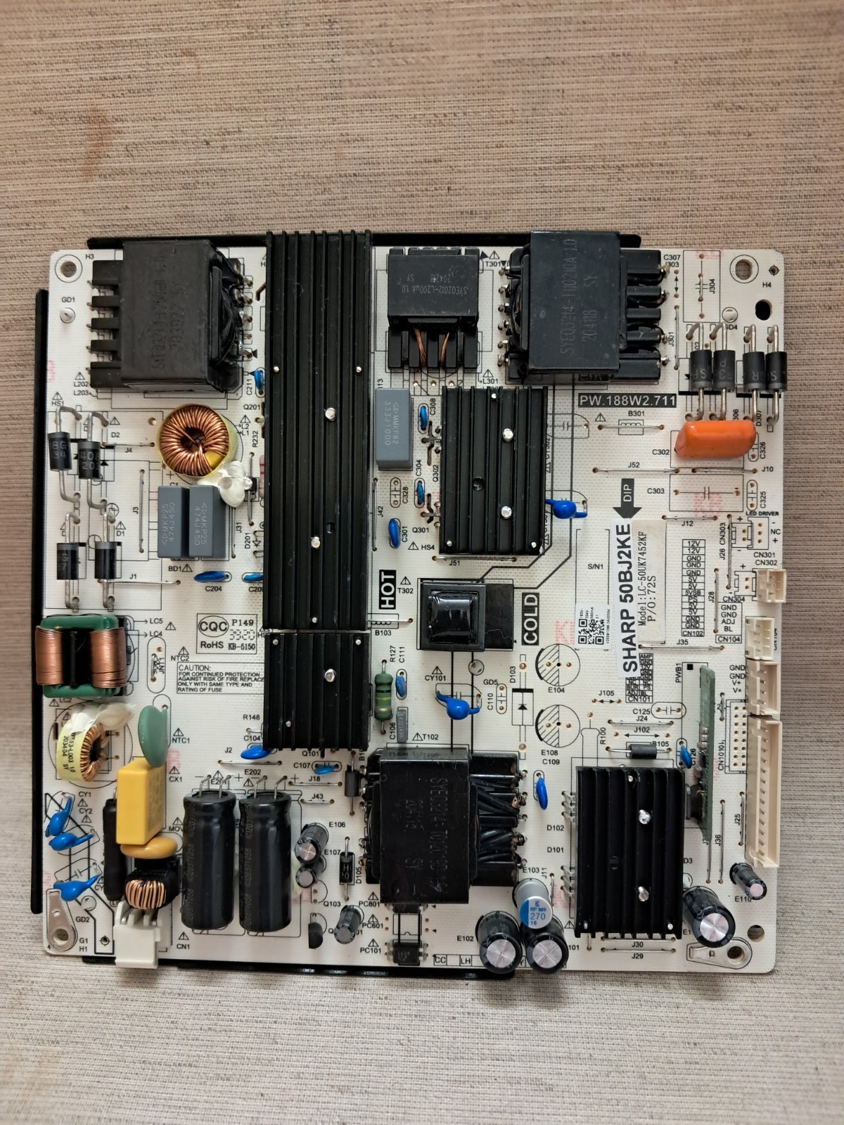 SHARP 50BJ2KE POWER SUPPLY BOARD PW.188W2.711