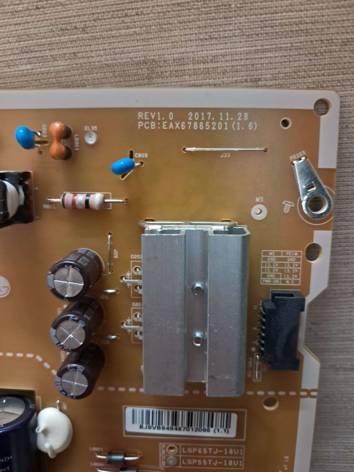 LG 55UK6400PFL POWER SUPPLY BOARD EAX67865201(1.6) - Image 2