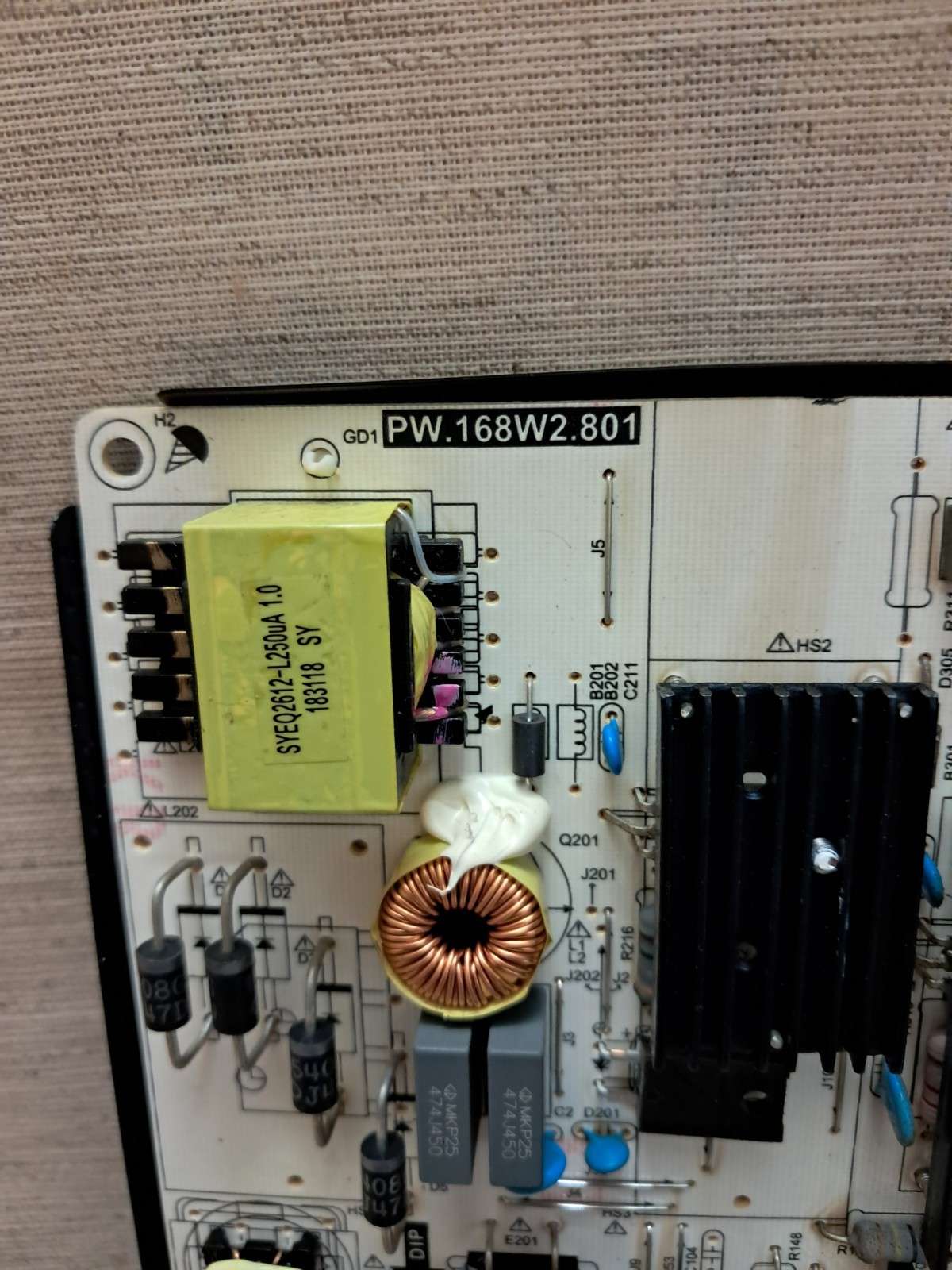 SHARP 40AJ2K POWER SUPPLY BOARD PW.168W2.801 - Image 2