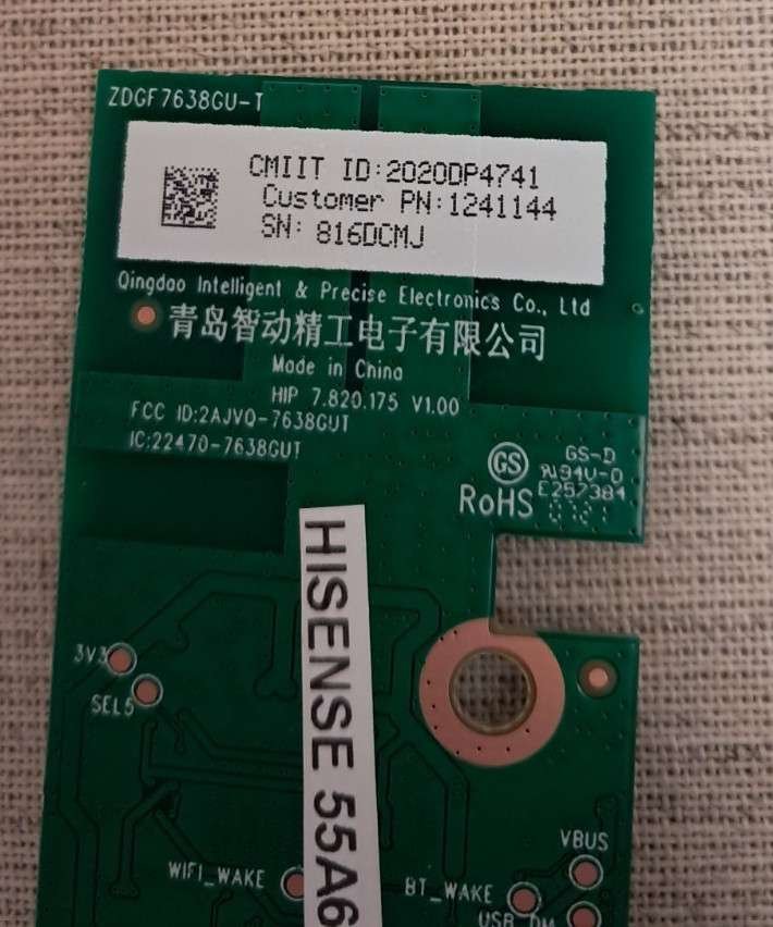 HISENSE 55A6GTUK WIFI BOARD ZDGF 7638GU-T - Image 3