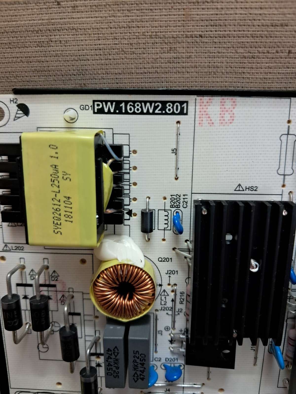 SHARP LC-40UG7252K POWER SUPPLY BOARD PW.168W2.801 - Image 2