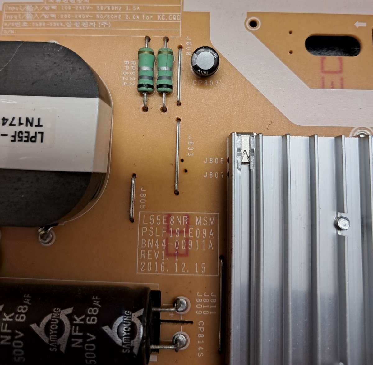 SAMSUNG UN55MU8000F POWER SUPPLY BOARD BN44-00911A - Image 2