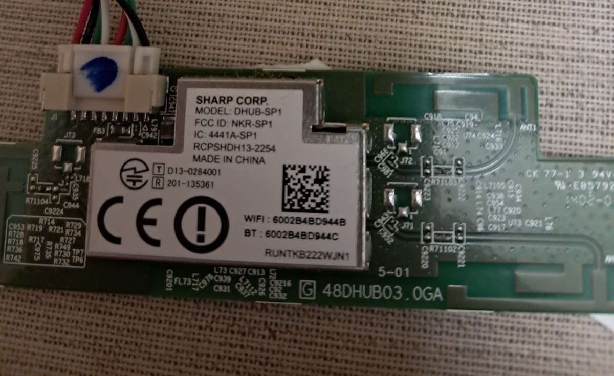 SHARP LC60UQ10KN WIFI BOARD DHUB-SP1 - Image 2