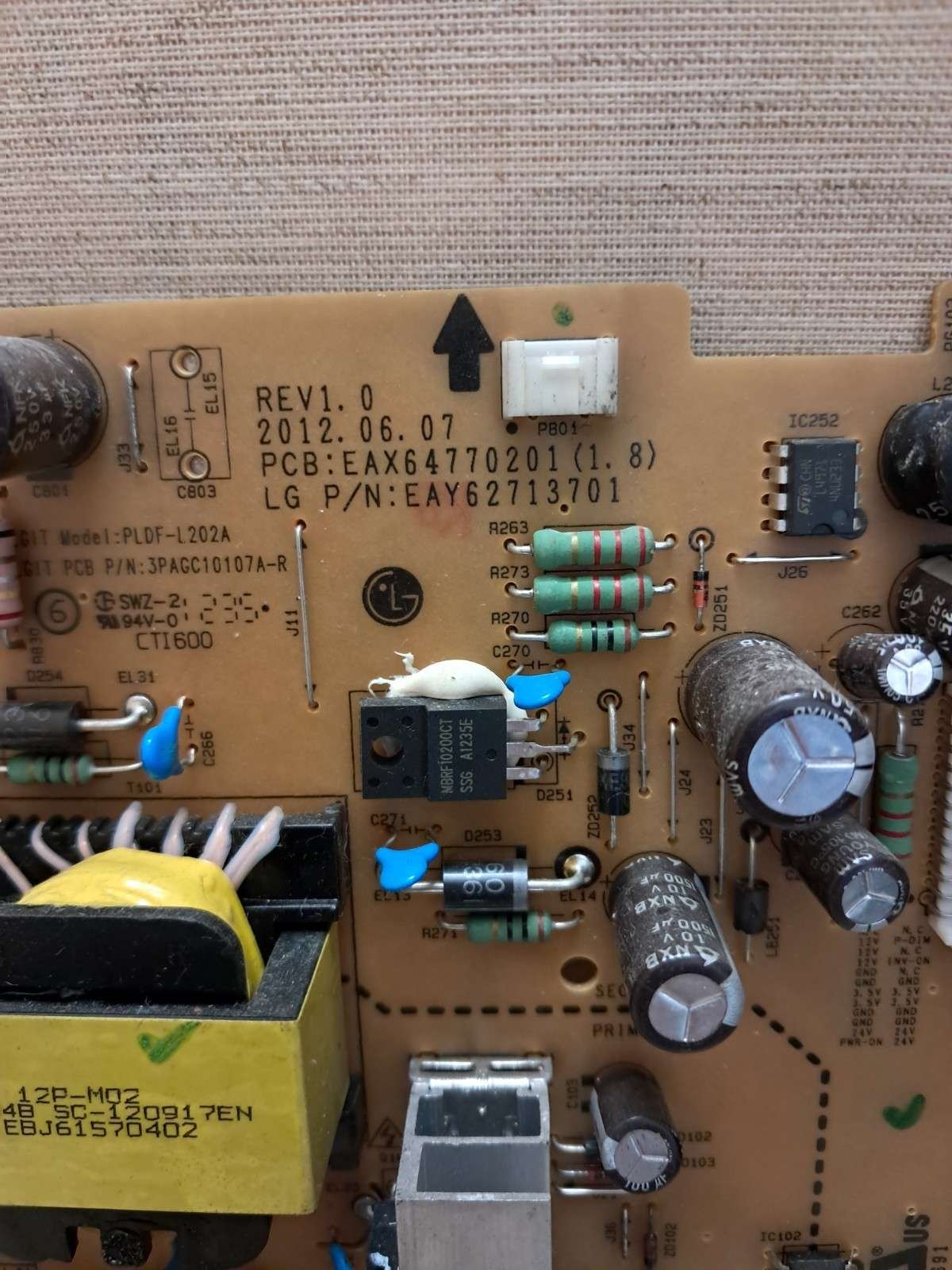 LG 42LS345T POWER SUPPLY BOARD EAX64770201(1.8) - Image 2