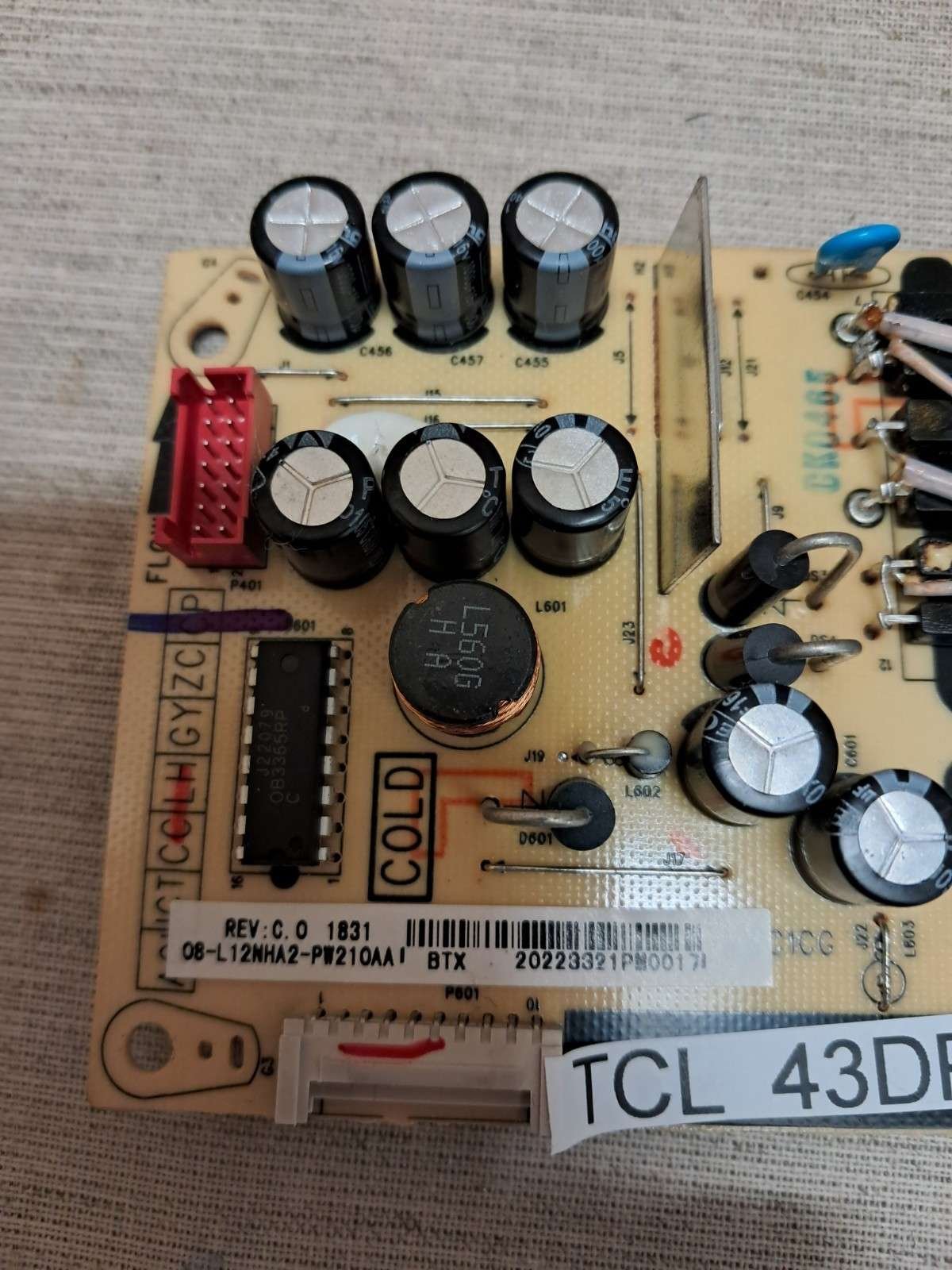 TCL 43DP628 POWER SUPPLY BOARD 08-L12NHA2-PW210AA - Image 2