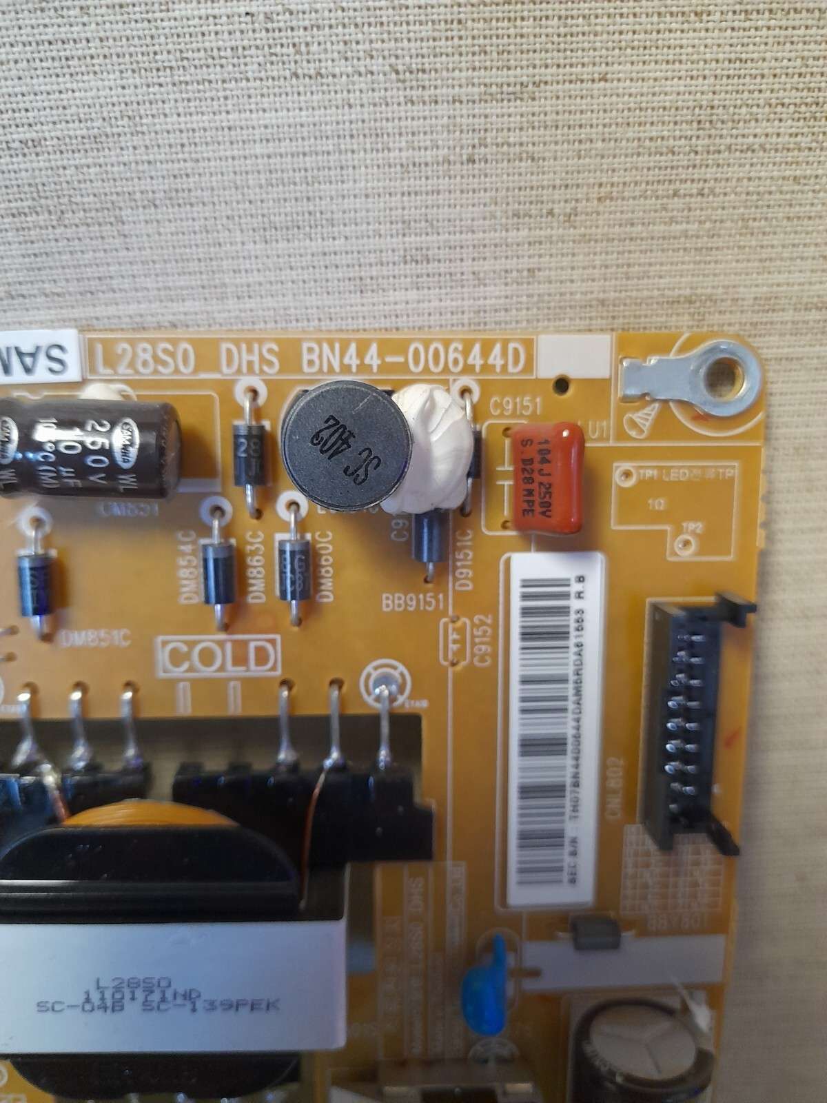SAMSUNG UE28F4000AW POWER SUPPLY BOARD BN44-00644D - Image 2
