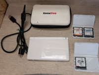`Nintendo DS Lite White Console Bundle with Case, Charger, 3 Games - Tested,work